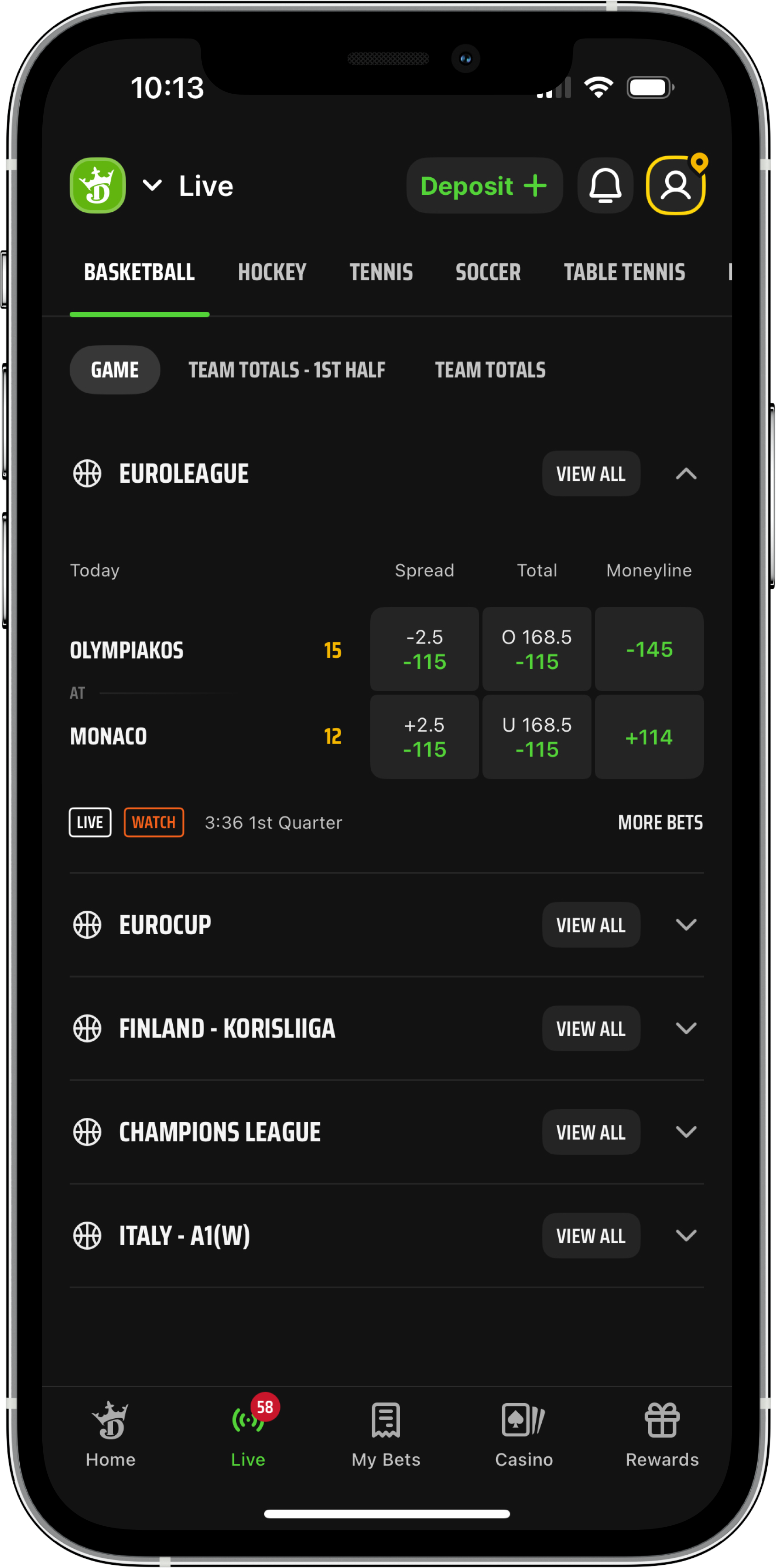 In-Game and Live Betting on DraftKings mobile app: DraftKings Promo Code review